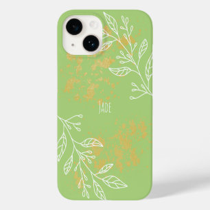 Coque Pour iPhone 14 Élégant Sage Green Gold Floral