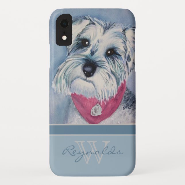 Coques Case-Mate iPhone Elégant Schnauzer moderne w Monogramme Nom (Dos)