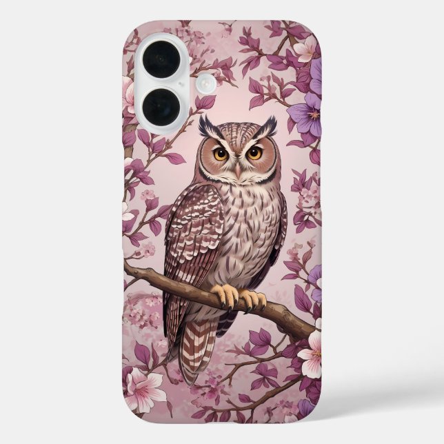 Coques Case-Mate iPhone Elégant Scops Owl Purple Floral (Verso)