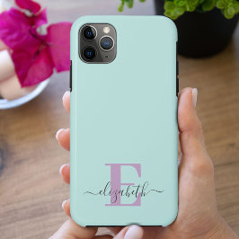 Case-Mate iPhone Case Élégant script Monogram Mint et Lilac