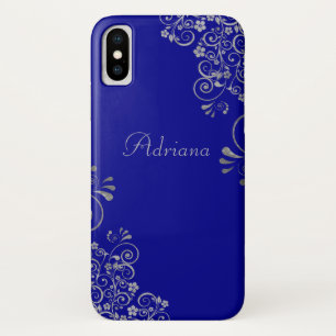 Case-Mate iPhone Case Élégant script personnalisé de l'Argent bleu