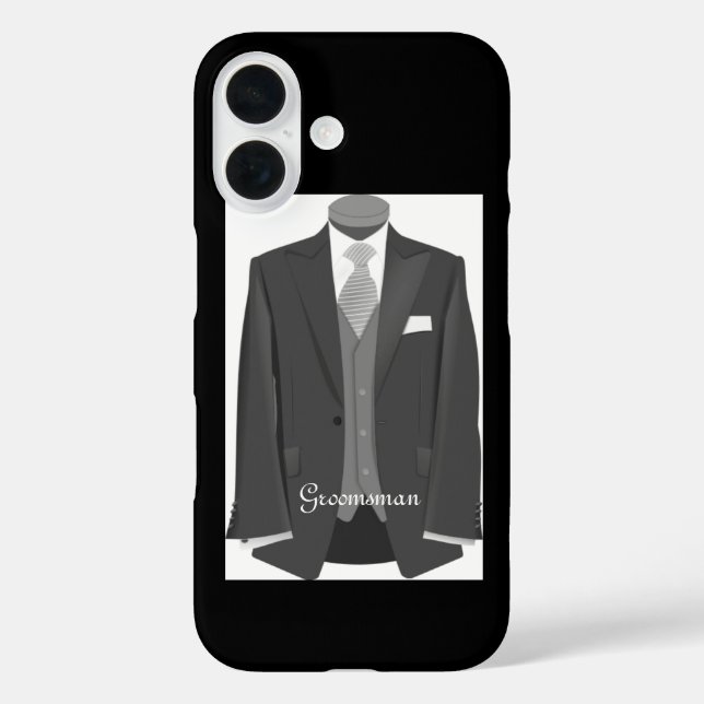 Coques Case-Mate iPhone Elegant Script Wedding Tuxedo Suit Groomsman (Verso)