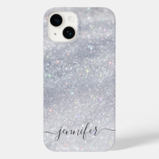 Coque Pour iPhone 14 Elegant Silver Glitter