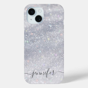 Coque Pour iPhone 15 Elegant Silver Glitter