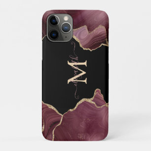 Case-Mate iPhone Case Elegant Stylish Gold Glitter Burgundy Agate