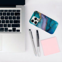 Élégant Turquoise Parties scintillant marbre iPhon