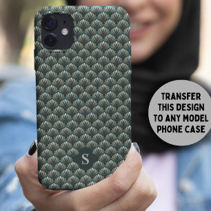 Case-Mate iPhone Case Élégant Turquoise Retro motif floral Monogramme