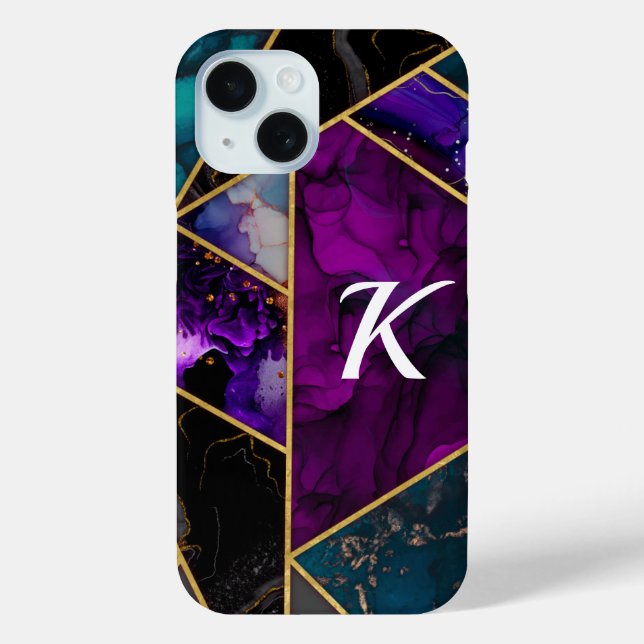 Coques Case-Mate iPhone Elégant turquoise violet parties scintillant girly (Verso)