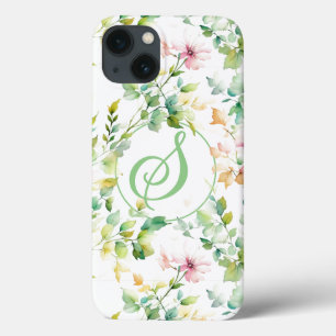 Case-Mate iPhone Case Elégant vert fleurs sauvages d'aquarelle
