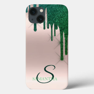 Case-Mate iPhone Case Élégant Vert Paillettes Gouttes Rose Gold
