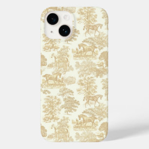 Coque Pour iPhone 14 Elégant Vintage Chic Crème Beige Horse Toile