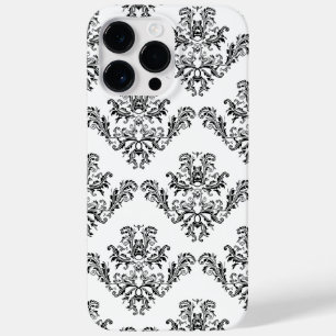 Coque Pour Pour iPhone 14 Pro Max Elégant vintage damassé noir et blanc motif