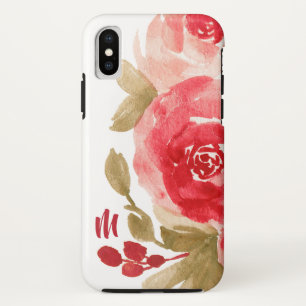 Case-Mate iPhone Case Elégante aquarelle Rose rouge Monogramme