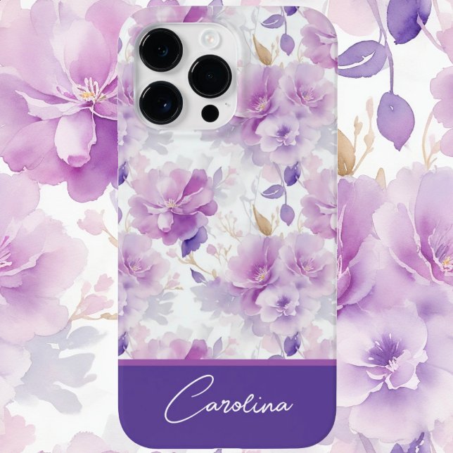Coques Case-Mate iPhone Elégante aquarelle violette lilas (Elegant purple watercolor floral pattern)