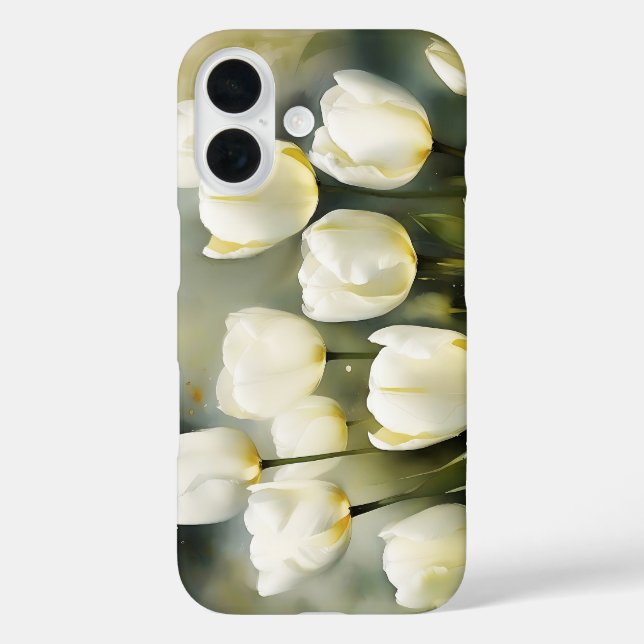 Coques Case-Mate iPhone Élégante bande de tulipes blanches dans un jardin  (Verso)