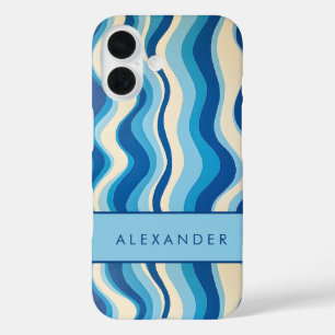 Coques iPhone 16 Élégante bande verticale ondulée rétro