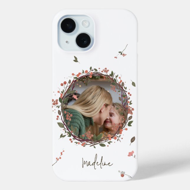 Coques Case-Mate iPhone Elégante Berry Wreath Photo Noël (Verso)