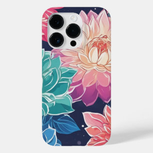 Coque Pour iPhone 14 Pro Elégante Dahlia Fleurs colorées sur Arrière - plan