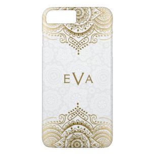 Coques Pour iPhone Elégante Dentelle Or Sur Arrière - plan Blanc Pers