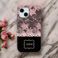 Elégante dentelle rose Faux et noire