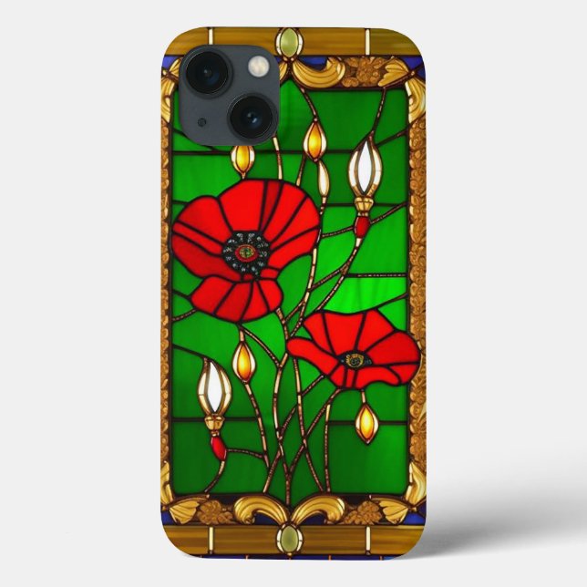 Coques Case-Mate iPhone Élégante Fleurs rouges en verre teint (Verso)