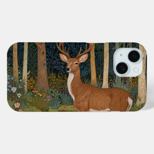 Coque Pour iPhone 15 Élégante forêt boho de cerf rustique