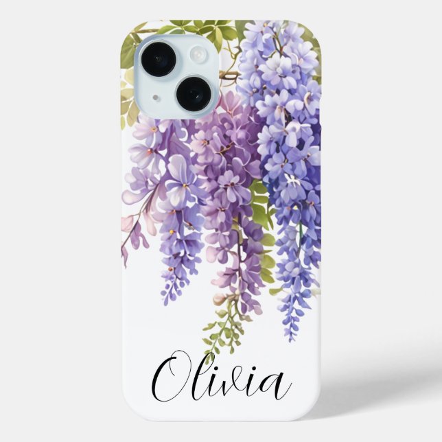 Coques Case-Mate iPhone Elégante glycine florale violette (Verso)