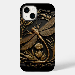 Coque Pour iPhone 14 Elégante libellule d'or en Filigree de bronze