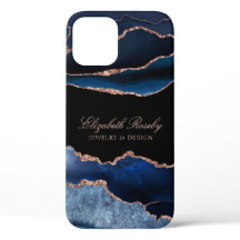 Élégante Marine Blue Rose Gold Black Business
