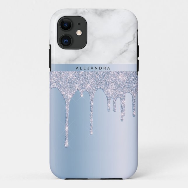Coques Case-Mate iPhone Elégante parties scintillant bleue élégante goutte (Dos)