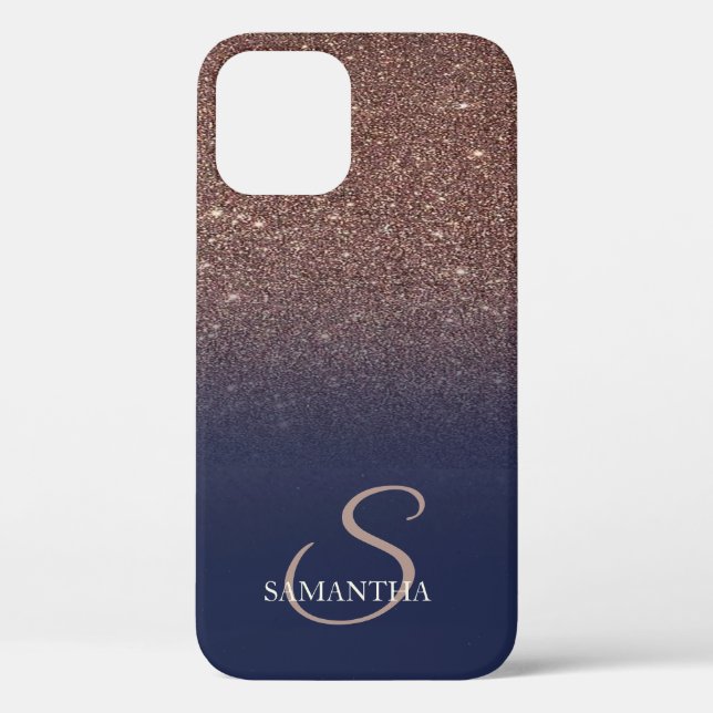 Coques Case-Mate iPhone Elégante Parties scintillant Brown, Bleu marine (Verso)