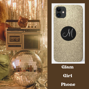 Case-Mate iPhone Case Élégante Parties scintillant d'or Monogram Bling