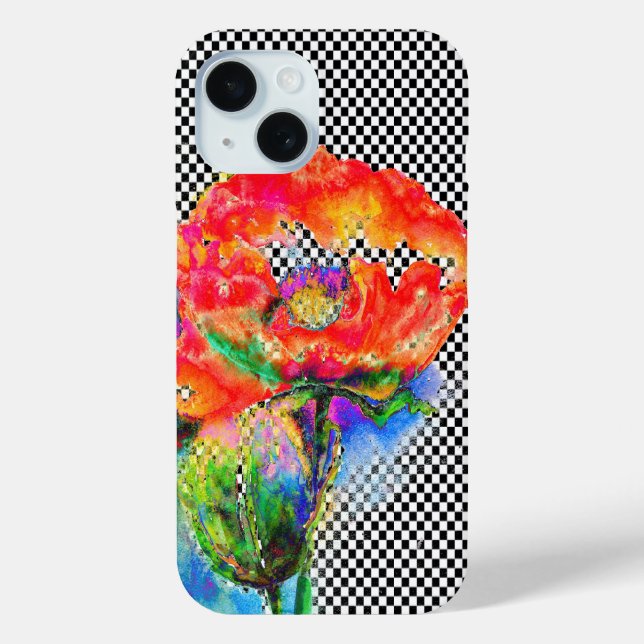 Coques Case-Mate iPhone Elégante peinture abstraite à l'aquarelle rouge (Verso)