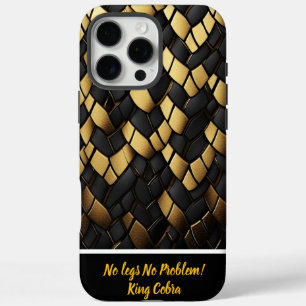 Coques iPhone 16 Pro Max Élégante texture motif de serpent noir et or