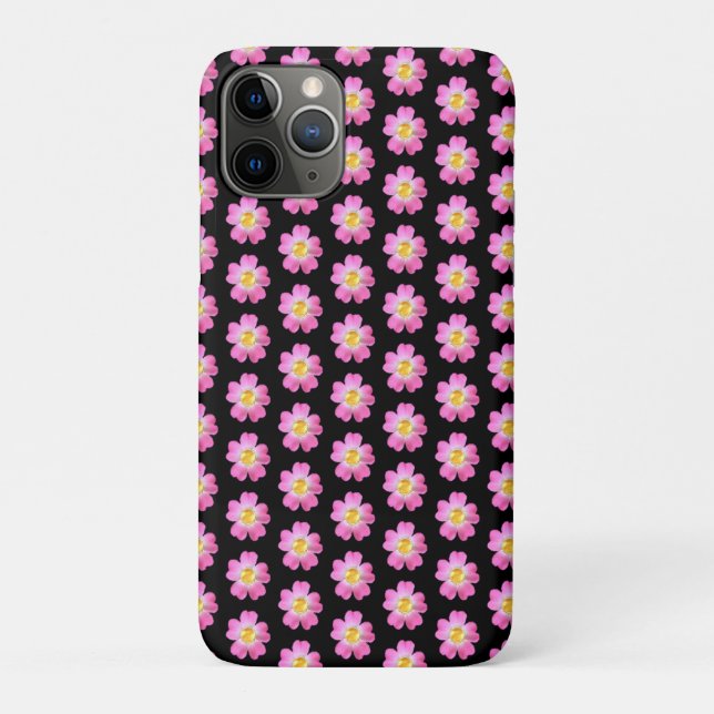 Coques Case-Mate iPhone Élégantes fleurs roses sur le noir (Dos)
