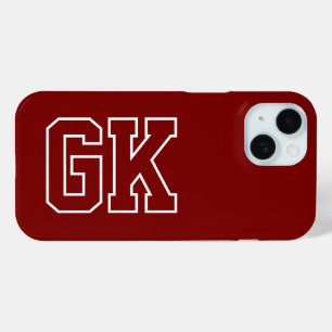 Coque Pour iPhone 15 Élégantes Initiales Monogramme Blanc Bourgogne Mod