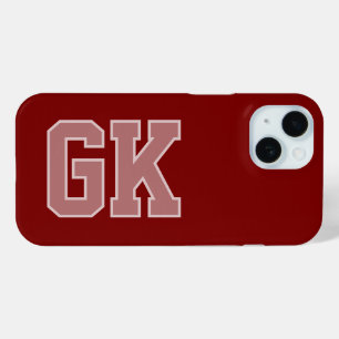 Coque Pour iPhone 15 Élégantes Initiales Monogramme Blanc Bourgogne Mod