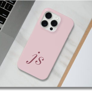Coque iPhone 15 Pro Élégantes Initiales Monogramme Moderne Rose Pâle O