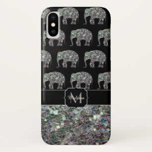 Coque Case-Mate Pour iPhone Élément de mosaïque argenté scintillant Monogramme