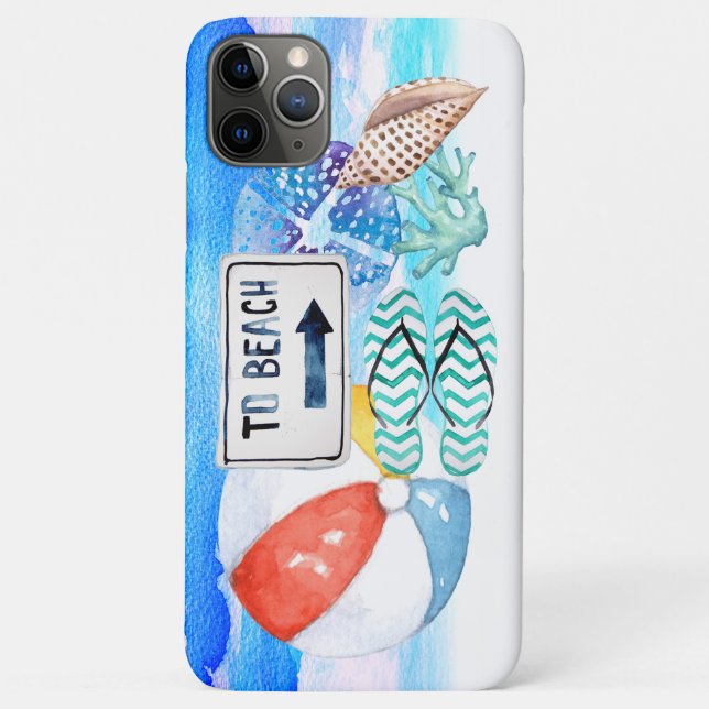 Coques Case-Mate iPhone Éléments d'aquarelle de plage (Dos)