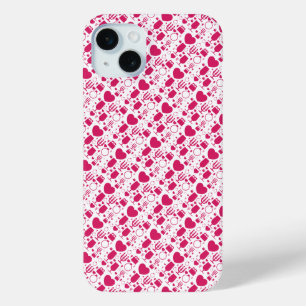 Coque iPhone 15 Mini éléments de motifs de la Saint-Valentin