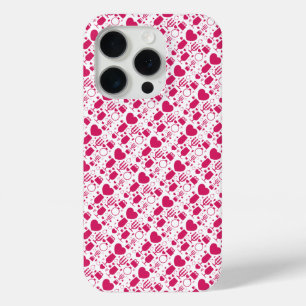 Coque iPhone 15 Pro éléments de motifs de la Saint-Valentin