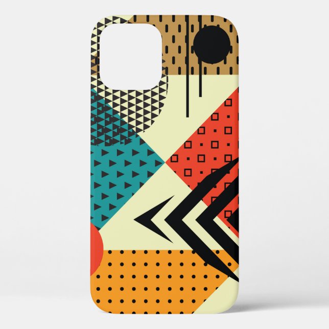 Coques Case-Mate iPhone Eléments géométriques tendance, Style Rétro. (Verso)