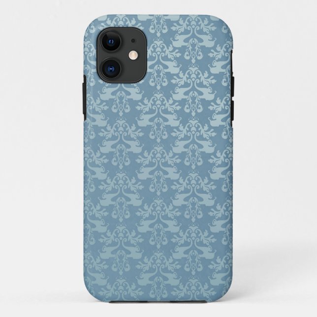 Coques Case-Mate iPhone Eléphant damassé bleu gris iphone (Dos)