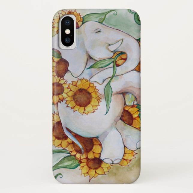 Coques Case-Mate iPhone Éléphant de tournesol (Dos)