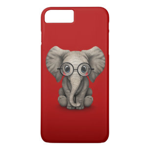 Coque iPhone 7 Plus Éléphant mignon de bébé avec des verres de lecture