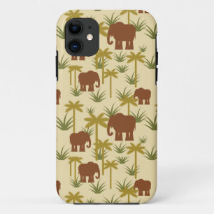 Coque iPhone 11 Éléphants Et Palmiers Au Camouflage