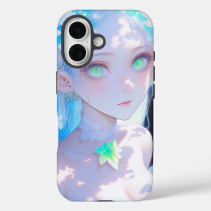 Coques iPhone 16 Elfe de Fleur Pastel aux yeux verts lumineux