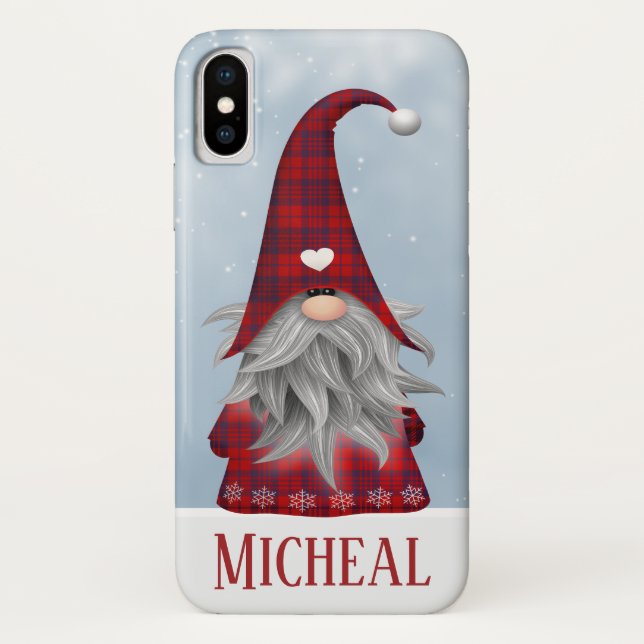 Coques Case-Mate iPhone Elfe de vacances personnalisées en noir et rouge (Dos)