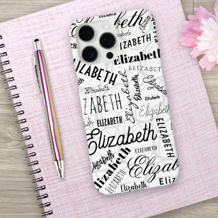 Coques iPhone 16 Pro Max Elizabeth Black White
